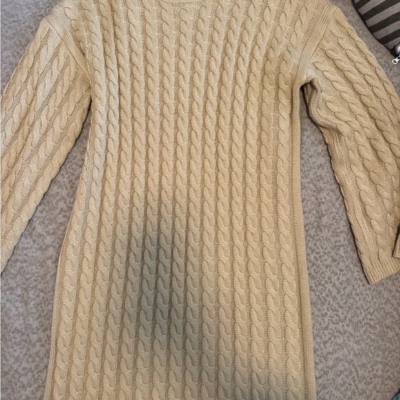 Cozy Cable Knit Tan Sweater Dress - Picture 2 of 2